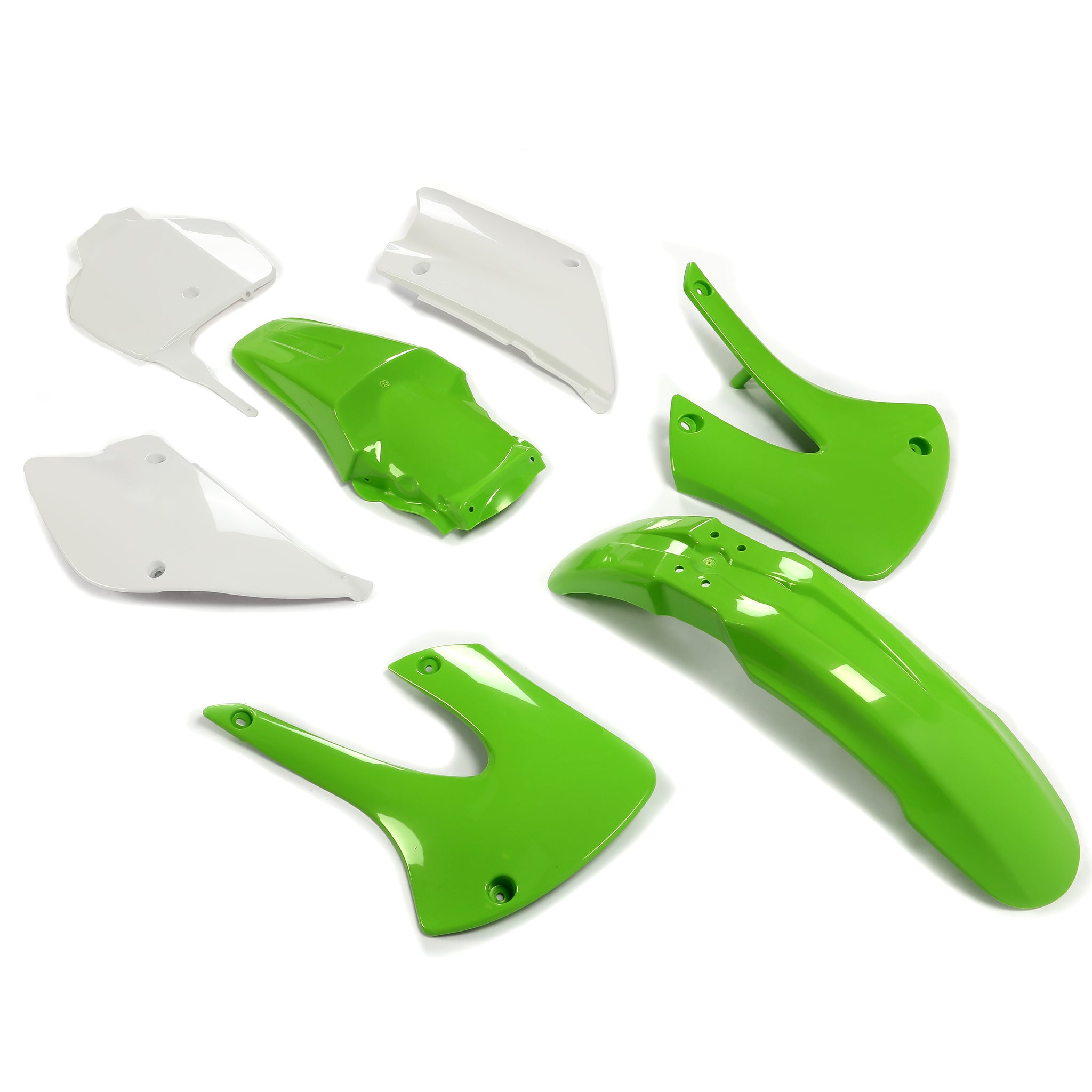 For Kawasaki KX100 KX85 2001-13 Green White Restyled Plastics Body Kit ...