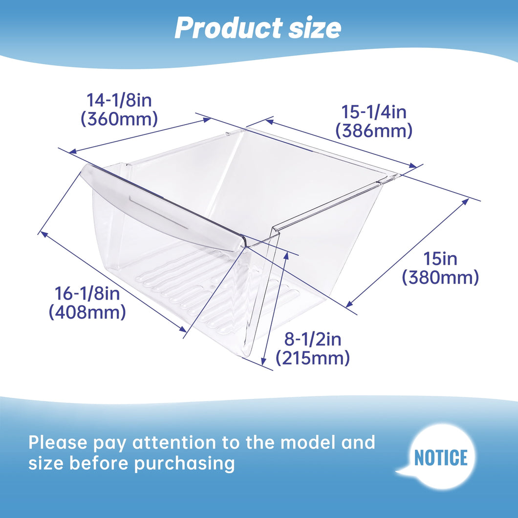 Kojem Crisper Pan Drawer 240351207 Compatible with Frigidaire Refrigerator AP2115971, 240351203, 240351206, 240351209 Freezer Door Shelf Bin Storage Box