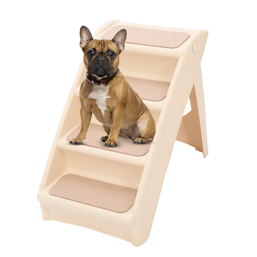 Kojem Pet Stairs 4 Steps, Non-Slip Foldable Dog Ladder W/ Support Frame, Cats Steps, for High Bed Couch Truck SUV