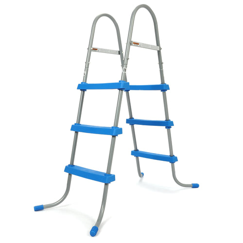 Kojem 36 inch Pool Ladder Steel for Above Ground Pools Inflatable Swimming Pool Backyard Pool 3 Steps Blue