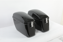 Load image into Gallery viewer, Vivid Black Large Hard Saddle Bag Trunk W/brackets For Motorcycle Compatible With Harley-Davidson Dyna Honda Suzuki Kawasaki Yamaha Cruiser