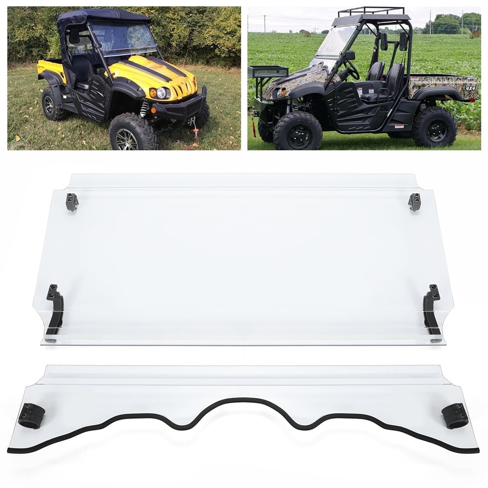 Kojem 2-in-1 Folding UTV Windshield for 2015-2022 Massimo MSU 500/ 700 Bighorn Coleman HiSun 2016 2017 2018 2019 Clear Front