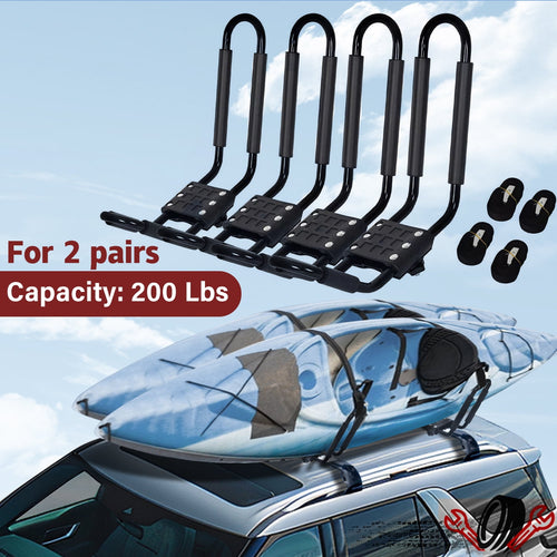 Kojem Universal Canoe Boat Kayak Roof Rack Surf Ski Roof Top J-Bar Carrier Mount Car SUV Cross Bar 2 Pairs
