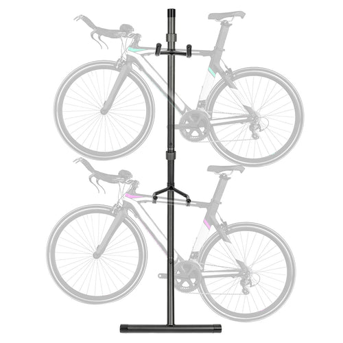 KOJEM Bunk 2 Bike Storage Stand, Garage Wall Gravity Bicycle Stand, Adjustable Vertical Bicycle Storage Rack