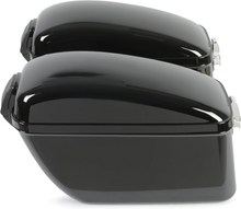 Load image into Gallery viewer, Vivid Black Large Hard Saddle Bag Trunk W/brackets For Motorcycle Compatible With Harley-Davidson Dyna Honda Suzuki Kawasaki Yamaha Cruiser