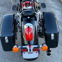 Load image into Gallery viewer, Vivid Black Large Hard Saddle Bag Trunk W/brackets For Motorcycle Compatible With Harley-Davidson Dyna Honda Suzuki Kawasaki Yamaha Cruiser