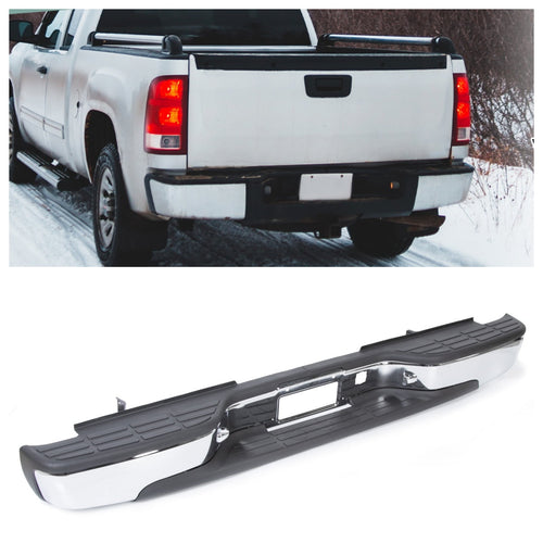 Kojem Rear Bumper Step Fit for 1999-2007 GMC Chevrolet Silverado Sierra 1500 2500 Pickup Truck Face Bar Chrome Rep GM1103122 12496085