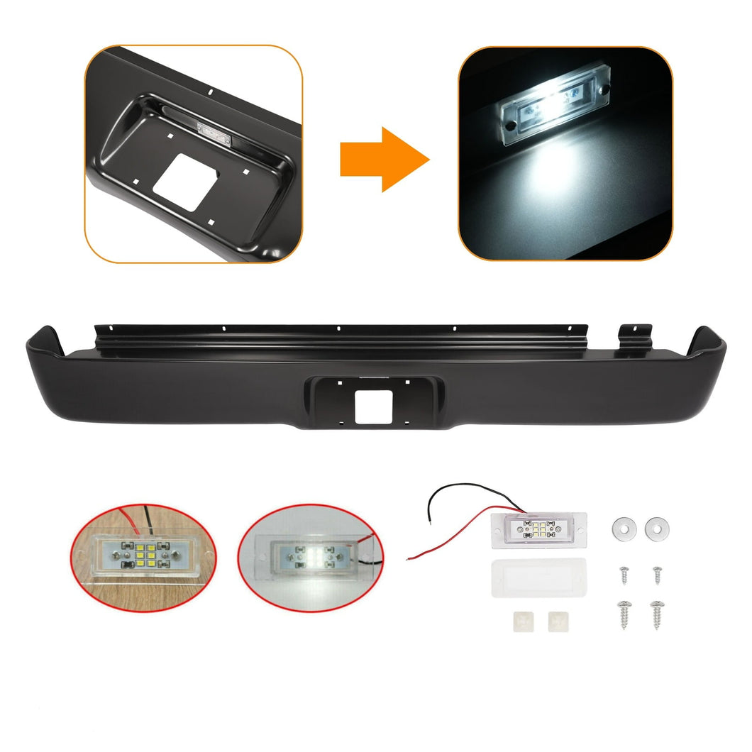 KOJEM Rear Roll Pan Fit for Ford F150 2004-2014, w/ License Plate Light, Electrophoresis