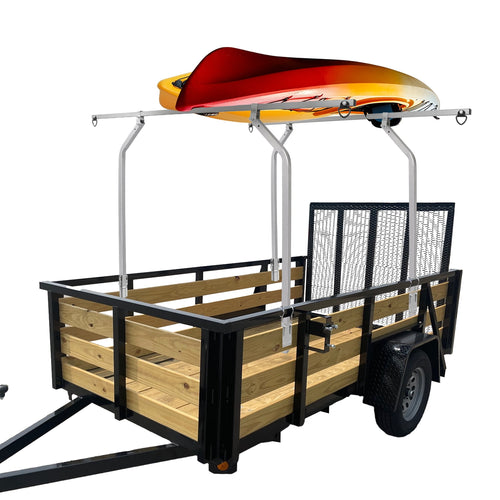 KOJEM 65in Trailer Cross Bar 53in Uprights Fit for Utility Trailers w/Raised Side Rails 250LB Silvery