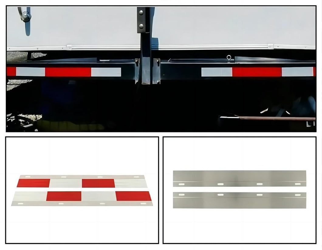 Kojem Mud Straight Flap Conspicuity Reflector Plate Strip Reflective Safety 24 x 3  for Semi Truck Trailer 2 Pcs Red ＆ Silver
