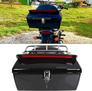 Kojem Motorcycle Trunk Tour Pack Luggage Universal for Harley Honda Yamaha Suzuki Cruiser Tail Box with Top Rack Backrest Black