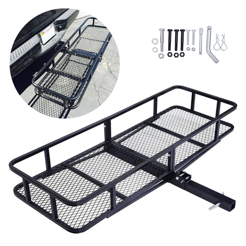 KOJEM Hitch Cargo Carrier Rack,550lbs for 2x2 Hitch Receiver Van SUV Truck Trailer, Folding Rear Luggage Basket, Hitch Mount Cargo Rack