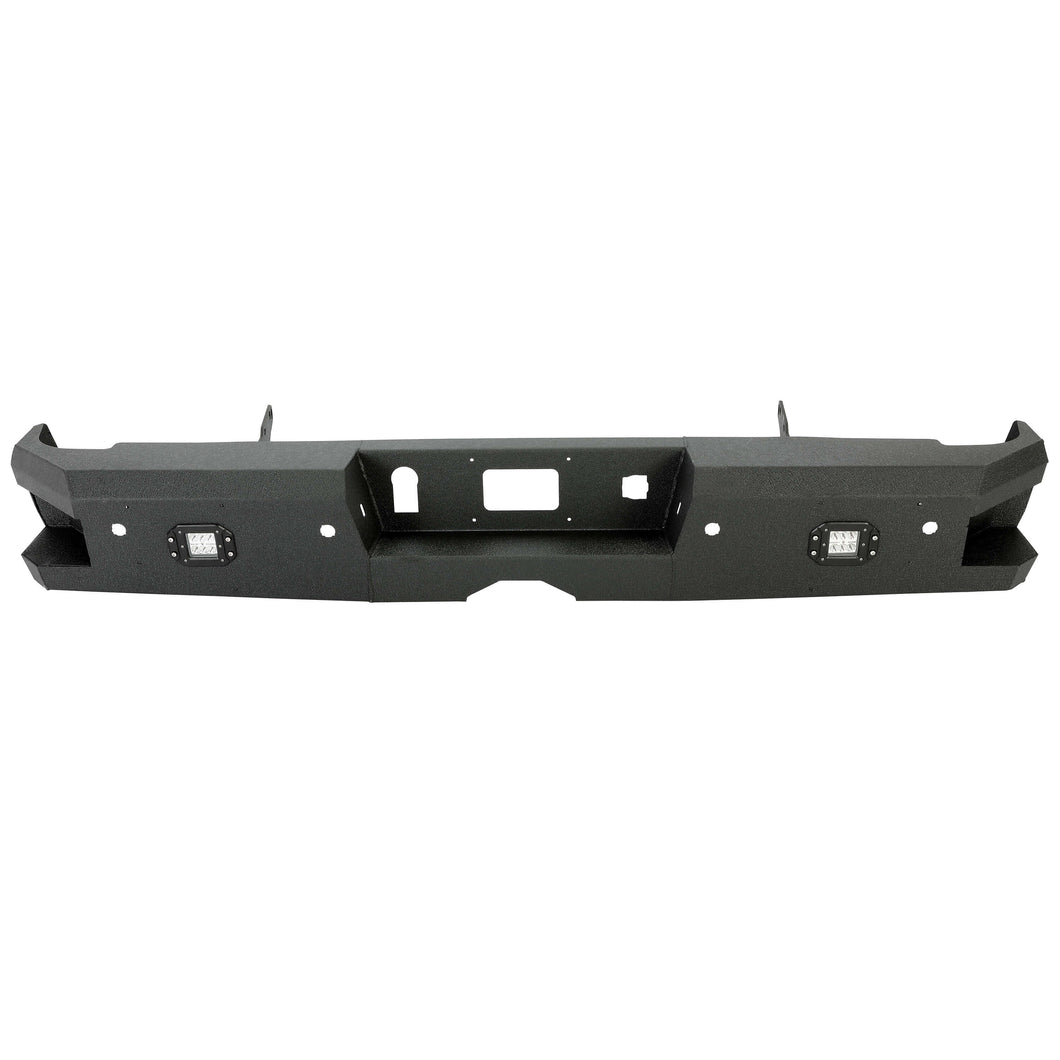 YIKATOO® Off-Road Rear Bumper Heavy-duty Steel Compatible with 2014-2019 Chevy Silverado GMC Sierra 1500 2500 HD 3500 HD with 2 LED -junior