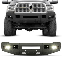 Load image into Gallery viewer, YIKATOO® Front Bumper Off-road 3-Piece Modular Compatible with 2010-2018 Dodge Ram 2500 3500 with 4 LED Lights Powder Coated Steel Textured Black -junior