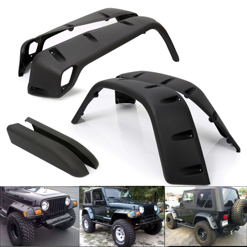 YIKATOO® Extended Fender Flares Kit for 1997-2006 Jeep Wrangler TJ,6PC 7 Inches Wide Black Pocket - junior
