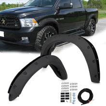 Load image into Gallery viewer, YIKATOO® Black Fender Flares Cover Wheel Cover Protector Compatible with 2009-2018 Ram 1500 Pocket Rivet Style Bolt On 4Pc -junior