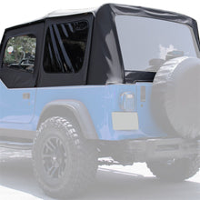 Load image into Gallery viewer, YIKATOO® Convertible Soft Top Roof Compatible with 1988-1995 Jeep Wrangler YJ with Factory Squared Style Upper Doors ONLY - w/Upper Door Skins and Back Window Black Canvas 2 door -junior