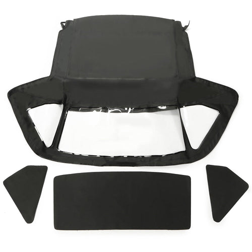 YIKATOO® Convertible Top Compatible with Mercedes-Benz (R107) 1972-1980 450SL, 1981-1985 380SL, 1986-1989 560SL Black Canvas Soft Roof W/Clear Plastic Window -junior