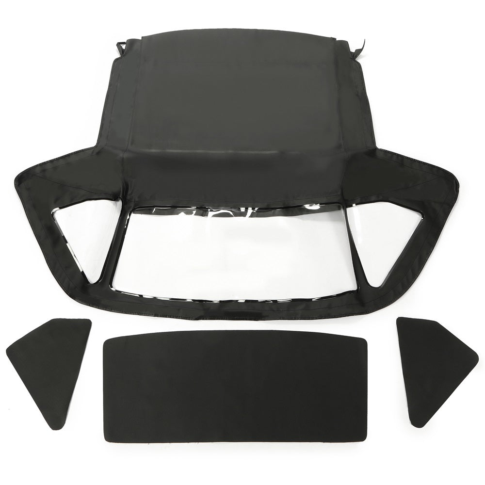 YIKATOO® Convertible Top Compatible with Mercedes-Benz (R107) 1972-1980 450SL, 1981-1985 380SL, 1986-1989 560SL Black Canvas Soft Roof W/Clear Plastic Window -junior