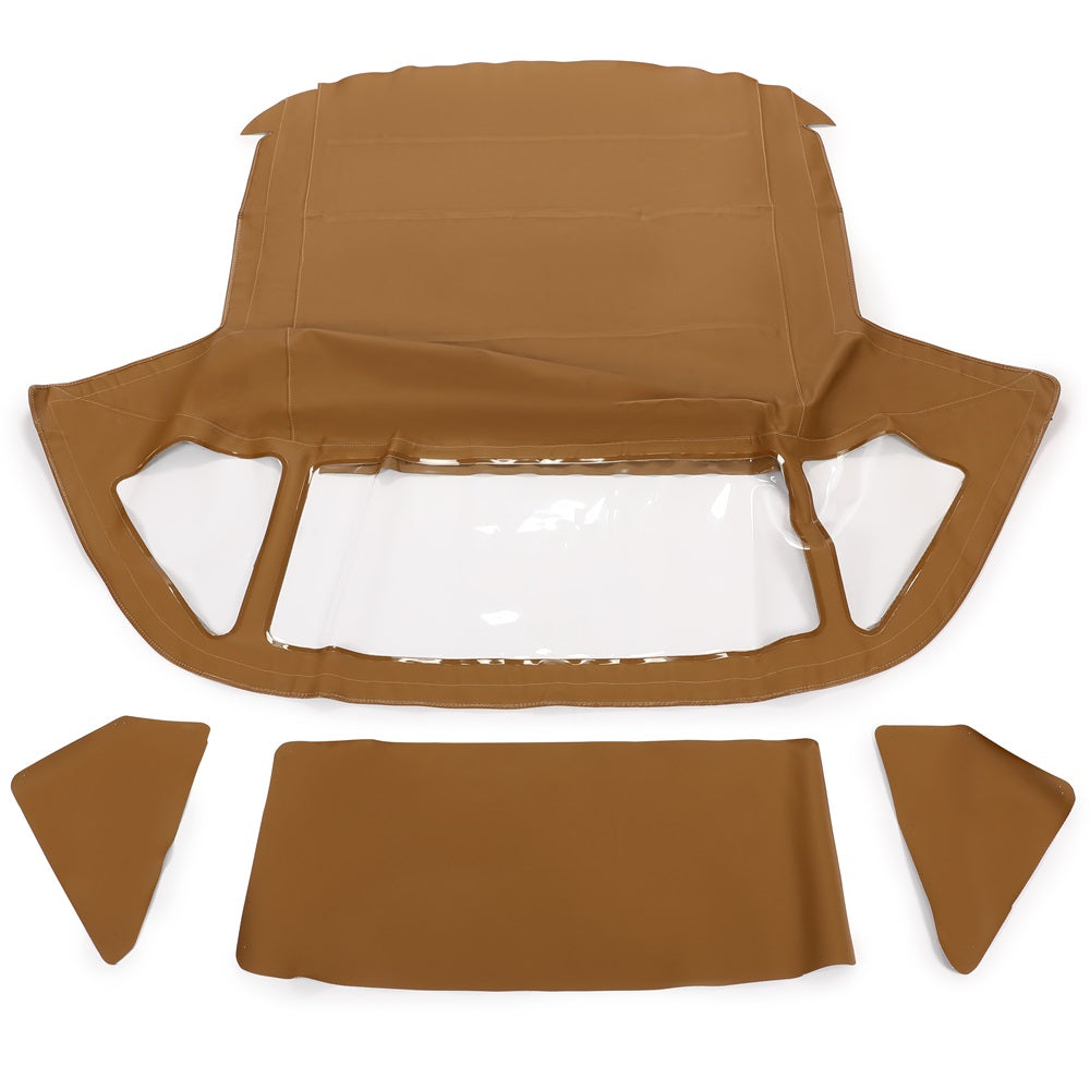YIKATOO® Convertible Canvas Soft Top Roof W/Plastic Window Compatible with Mercedes-Benz (R107) 1972-1980 450SL, 1981-1985 380SL, 1986-1989 560SL 2Door (Brown & Clear) -junior