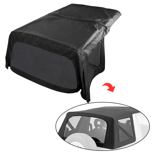YIKATOO® Tinted Soft Top Sailcloth Black For 1995-1998 Suzuki Sidekick Geo Tracker -junior