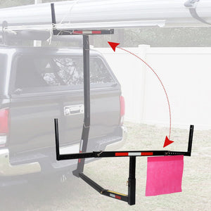 Kojem 2-in-1 Pickup Truck SUV Bed Hitch Adjustable Extender Extension Foldable Rack with 2" Hitch Receiver, Suitable for Ladder, Canoe, Boat, Kayak, and Lumber Carrying, Adjustable Height from 8" to 17