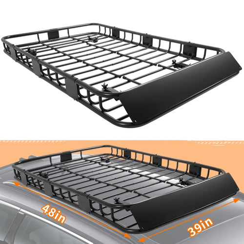 KOJEM Upgrade New Roof Rack Cargo Basket w/Extension,250LBS Weight Capacity,Top Luggage Storage Holder Basket,Universal Car SUV Roof Top for Travel
