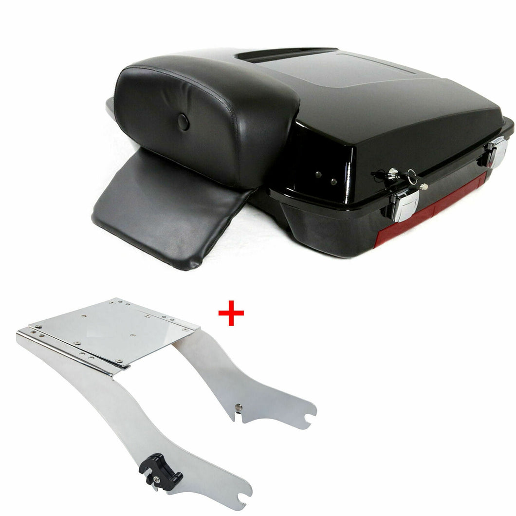 Kojem Razor Tour Pack Trunk + Mounting Rack+ Chopped Backrest For Harley Touring 97-08
