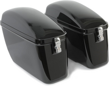 Load image into Gallery viewer, Vivid Black Large Hard Saddle Bag Trunk W/brackets For Motorcycle Compatible With Harley-Davidson Dyna Honda Suzuki Kawasaki Yamaha Cruiser