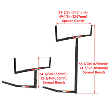 Load image into Gallery viewer, Kojem 2-in-1 Pickup Truck SUV Bed Hitch Adjustable Extender Extension Foldable Rack with 2" Hitch Receiver, Suitable for Ladder, Canoe, Boat, Kayak, and Lumber Carrying, Adjustable Height from 8" to 17