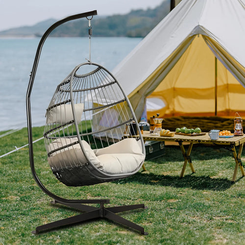 Kojem Hammock Chair Stand C Chair Stand for Outdoor Indoor Porch Swing Hanging Chair 360 Degree Rotation 330LBS Capacity Black