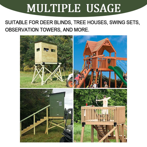 Kojem Outdoor 4 x 4 Compound Angle Brackets - Multi-Use Woodwork Pergola Brackets - Suitable for Deer Stands, Hunting Blinds, Shooting Shacks, Tree Houses, Observation Decks - Includes 4 PCS Heavy Duty Brackets