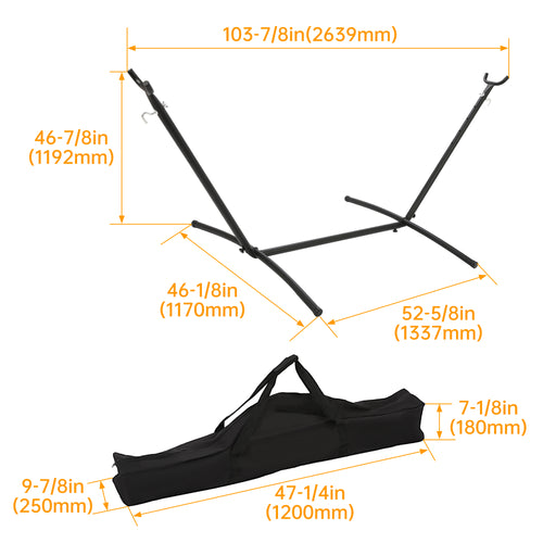 Kojem Hammock Stand 450 LBS Weight Capacity W/ Portable Carrying Case Weather Resistant Heavy Duty Steel Indoor/Outdoor