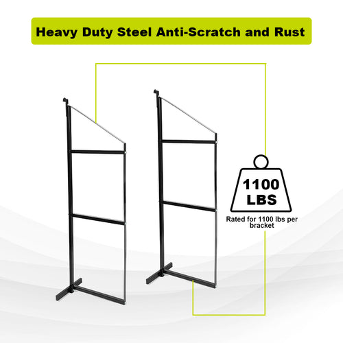 Kojem Universal Shipping Container Shelving Shelf Bracket - Wall Mounting - Black Steel - Pair