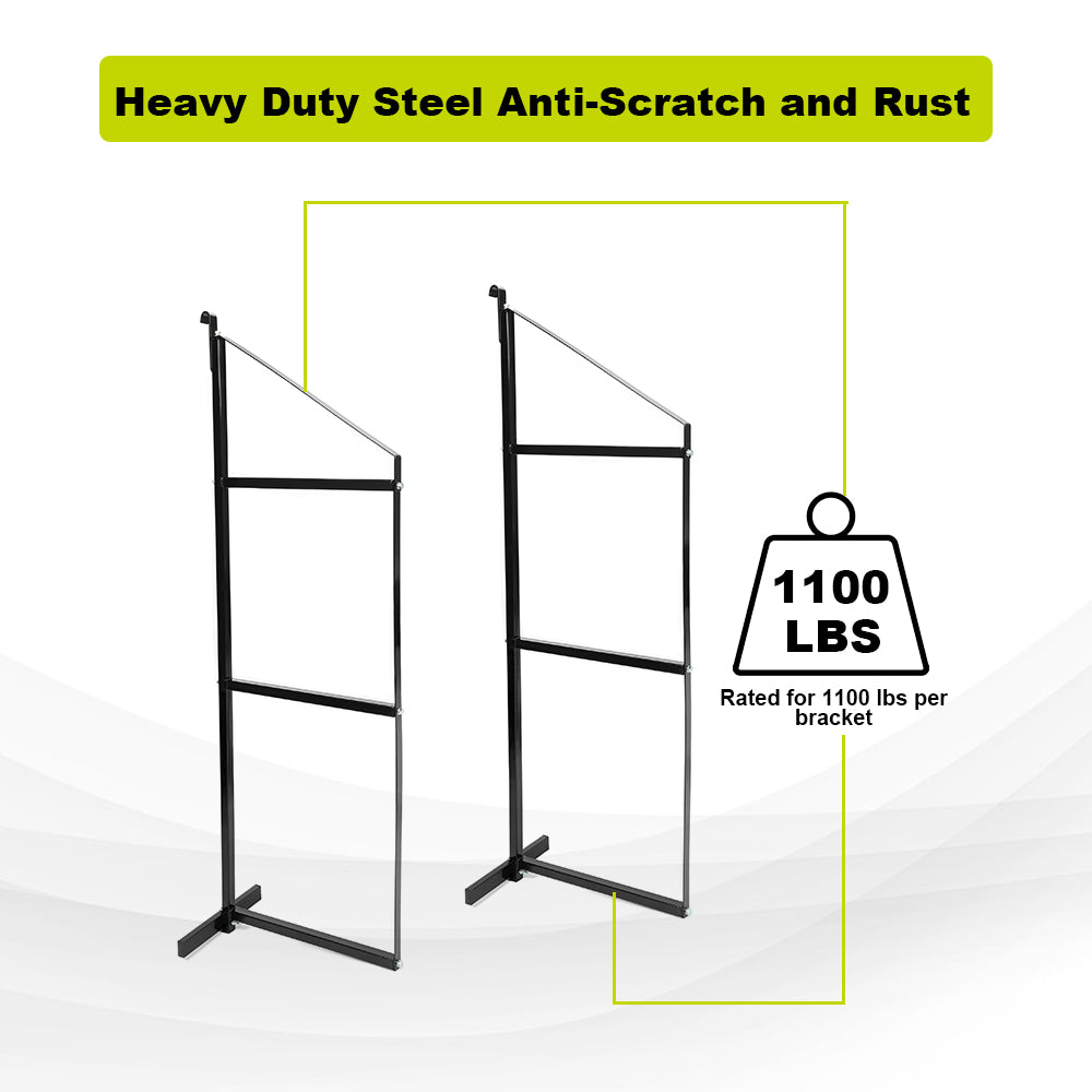 Kojem Universal Shipping Container Shelving Shelf Bracket - Wall Mounting - Black Steel - Pair