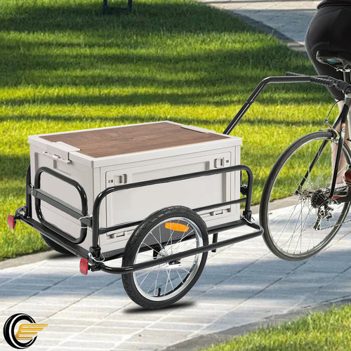 Kojem Foldable Bike Cargo Trailer Bicycle Cargo Storage Cart 16'' Wheels Luggage Trailer with Hitch Bike Cart
