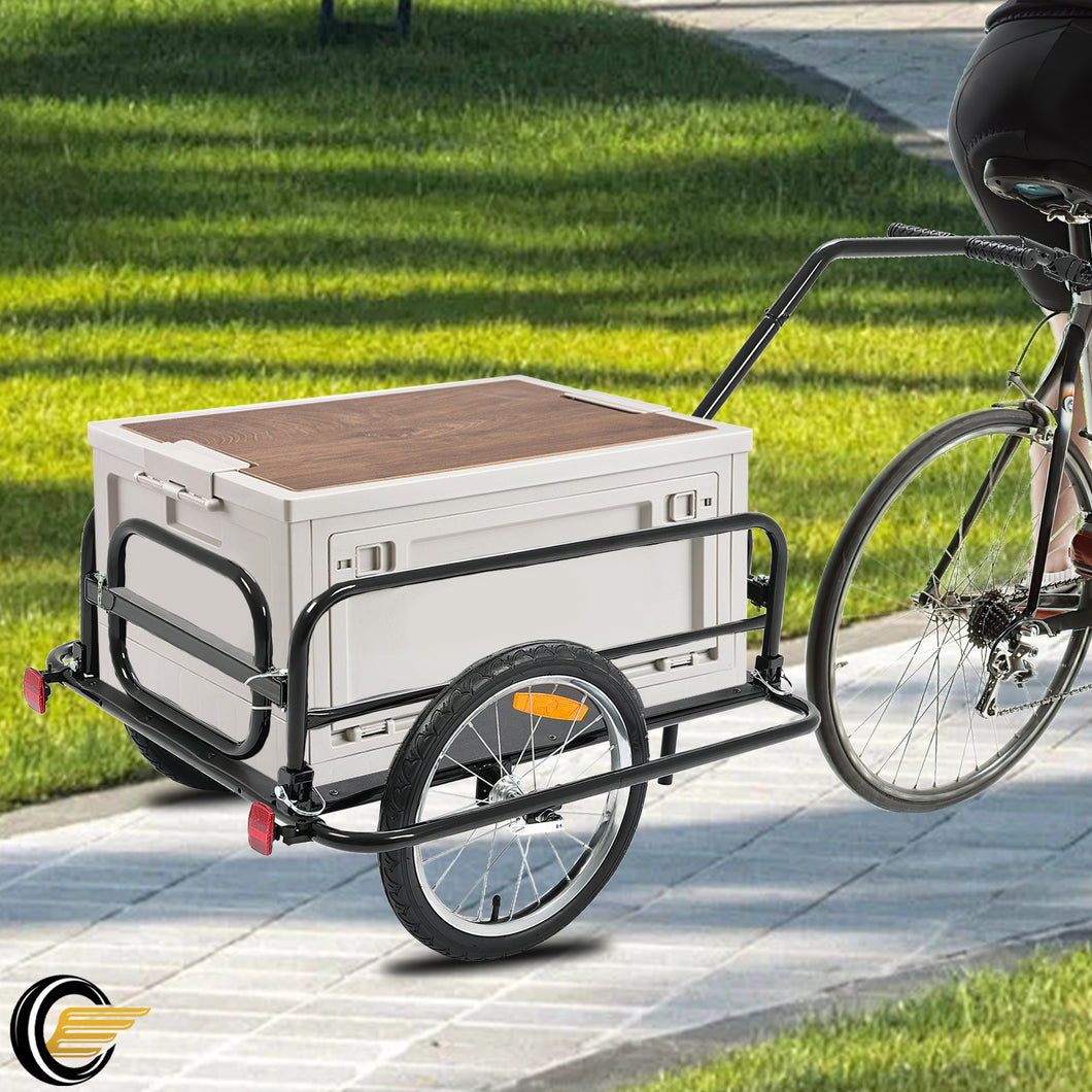 Kojem Foldable Bike Cargo Trailer Bicycle Cargo Storage Cart 16'' Wheels Luggage Trailer with Hitch Bike Cart